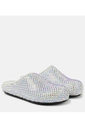 Marni Slippers Fussbett Sabot aus Leder mit Kristallen