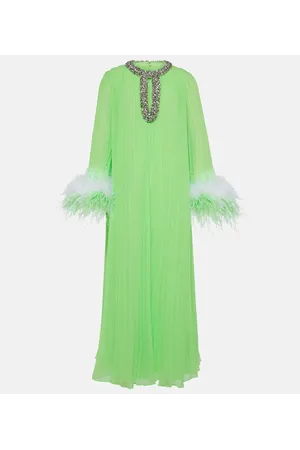 Self-Portrait Robe aus Chiffon mit Federn