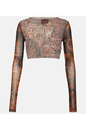 Jean Paul Gaultier X KNWLS Bedrucktes Cropped-Top aus Mesh