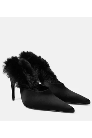MAGDA BUTRYM Mules aus Satin mit Faux Fur