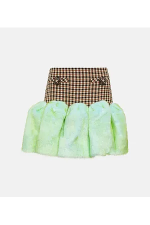 AREA Minirock mit Faux Fur
