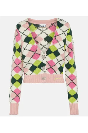Ganni Cardigan Argyle aus Baumwolle