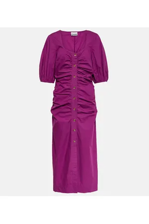Ganni Midikleid aus Baumwollpopeline