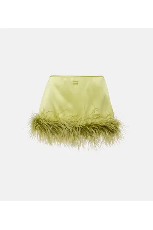 Miu Miu Minirock aus Satin mit Federn