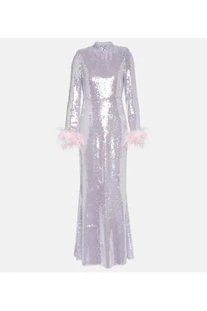 Self-Portrait Robe mit Pailletten und Federn