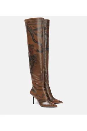 Jimmy Choo X Jean Paul Gaultier Overknee-Stiefel Tattoo aus Leder
