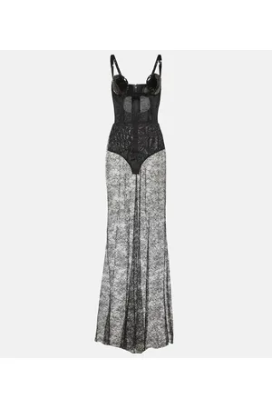 Nensi Dojaka Robe mit Pailletten und Spitze