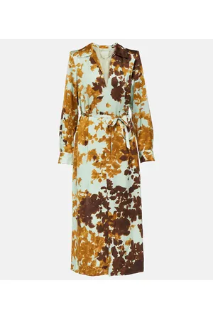 DRIES VAN NOTEN Bedrucktes Midikleid Dellas aus Satin
