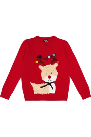 Il gufo Bestickter Pullover aus Schurwolle