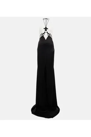 DAVID KOMA Verzierte Robe aus Cady und Satin
