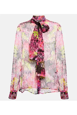 VERSACE Bedruckte Bluse aus Seidenchiffon