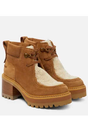 See by Chloé See By Chloé Ankle Boots aus Veloursleder mit Shearling