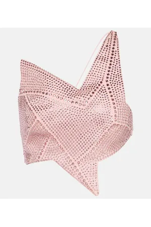 AREA Cropped-Top aus Jersey mit Kristallen