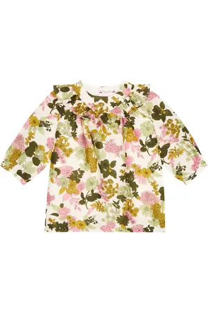 BONPOINT Baby Kleid Falbali aus Leinen und Baumwolle