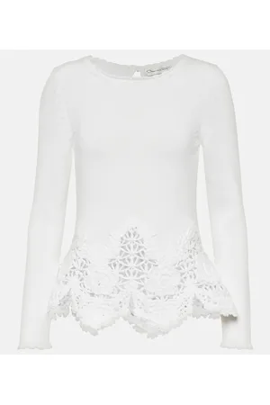 Oscar de la Renta Pullover aus Baumwolle mit Spitze