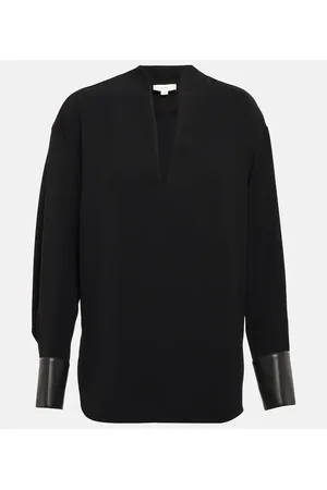 Vince Bluse mit Lederimitat