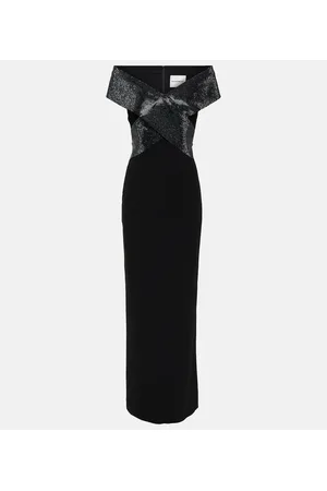 Roland Mouret Off-Shoulder-Robe aus Cady und Samt