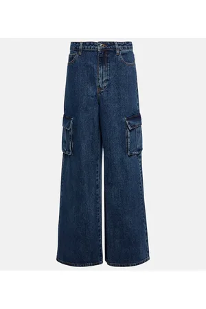 Self-Portrait Weite Mid-Rise-Cargohose aus Denim