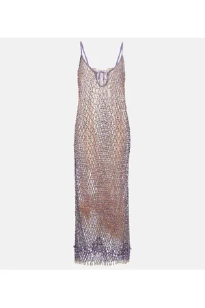 Self-Portrait Verziertes Maxikleid aus Mesh