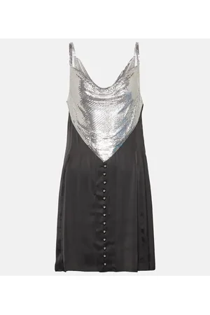 Paco rabanne Minikleid aus Satin und Metall-Mesh