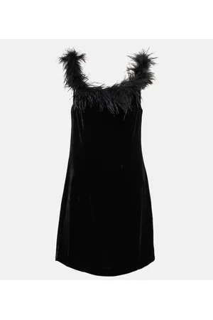 RIXO London Minikleid Lena aus Samt mit Federn