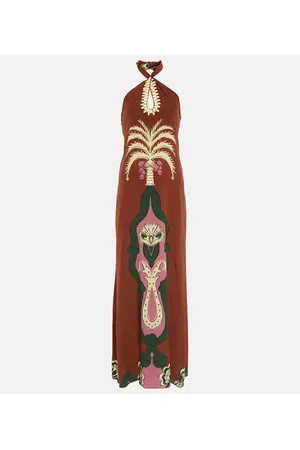 JOHANNA ORTIZ Besticktes Maxikleid aus Crêpe de Chine
