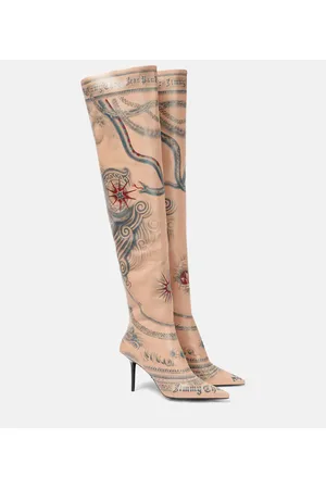 Jimmy Choo X Jean Paul Gaultier Overknee-Stiefel Tattoo aus Leder