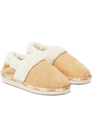 Chloé Chloé Kids Slip-ons aus Veloursleder mit Faux Shearling