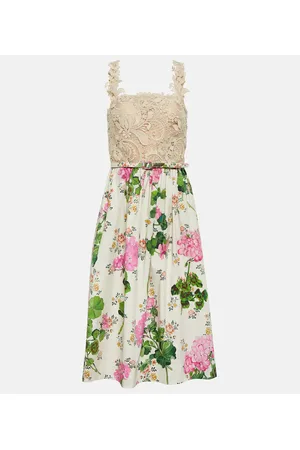 Oscar de la Renta Midikleid mit Guipure-Spitze
