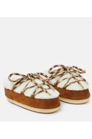 Moon Boot Slippers aus Veloursleder mit Shearling