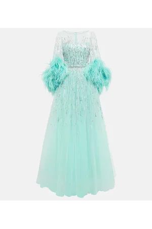 Jenny Packham Robe Imani mit Zierfedern und Pailletten