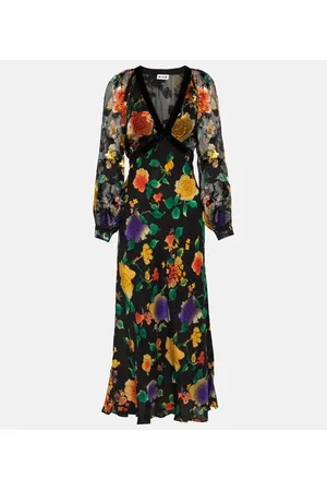 RIXO London Bedrucktes Midikleid aus Seide