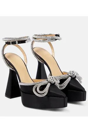 Mach & Mach Verzierte Plateau-Pumps Double Bow aus Satin
