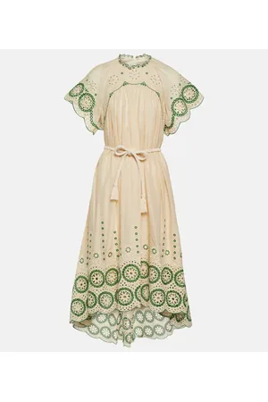ZIMMERMANN Besticktes Midikleid Raie aus Baumwolle