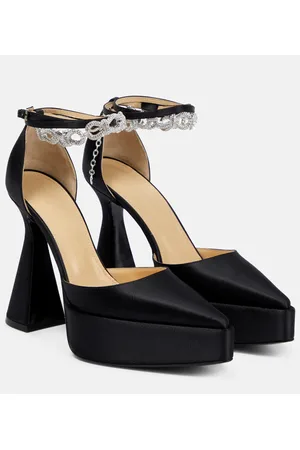 Mach & Mach Verzierte Plateau-Pumps Bow Chain aus Satin