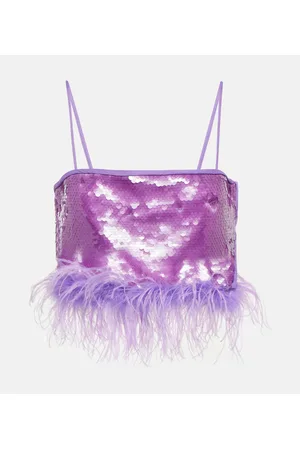GIUSEPPE DI MORABITO Cropped-Top mit Federn