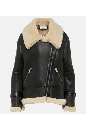 Saint Laurent Lederjacke mit Shearling