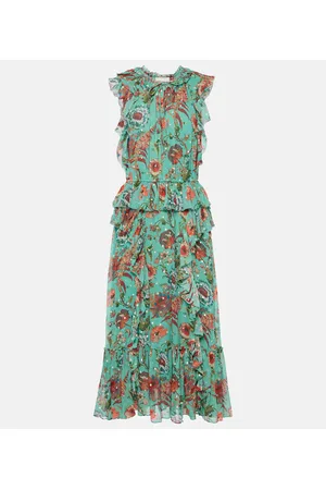 ULLA JOHNSON Midikleid Adrienne aus Seidenchiffon