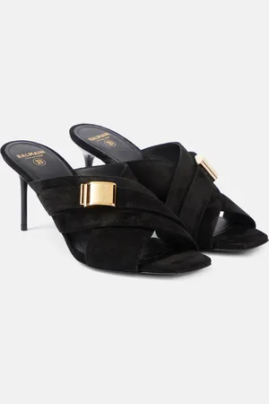 Balmain Pantoletten Uma aus Veloursleder