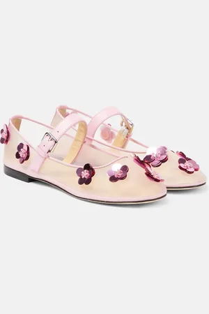 Mach & Mach Verzierte Mary-Jane-Ballerinas mit Leder