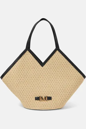 Max Mara Tote Luigi aus Raffiabast mit Leder