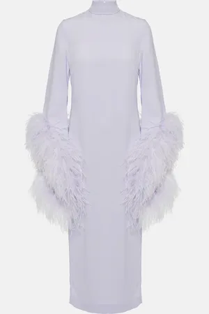 ‎Taller Marmo‎ Midikleid Del Rio aus Crêpe mit Federn