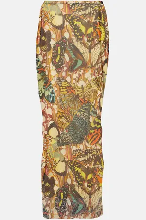 Jean Paul Gaultier Bedruckter Maxirock aus Mesh