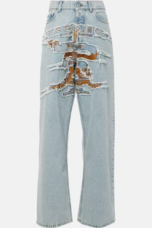 Y / PROJECT Bestickte High-Rise Wide-Leg Jeans