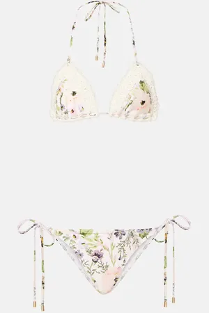 ZIMMERMANN Bedruckter Bikini Halliday aus Häkelstrick