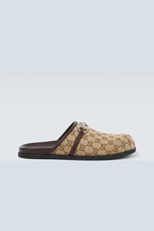 Gucci Slippers Horsebit GG aus Canvas