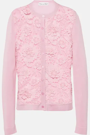 Oscar de la Renta Cardigan aus einem Seidengemisch mit Spitze