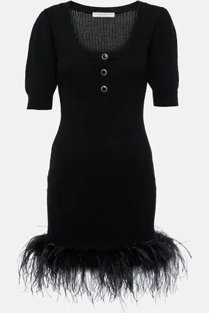 Alessandra Rich Minikleid aus Wolle mit Federn