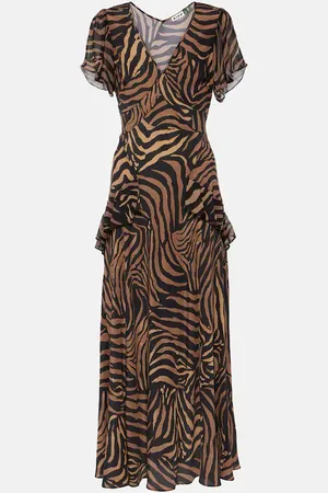 RIXO London Bedrucktes Midikleid Evie aus Seide