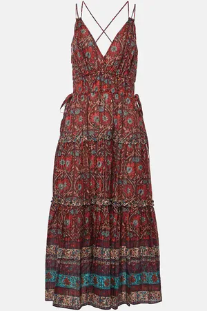 ULLA JOHNSON Midikleid Rosa aus einem Baumwollgemisch